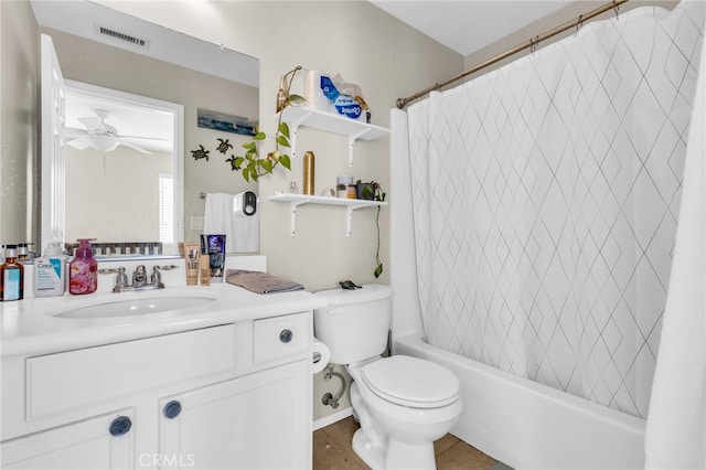 5 Quartz Ln, Ladera Ranch, CA 92694 - full bath with vanity, shower / bath combination with curtain, tile patterned flooring, and ceiling fan