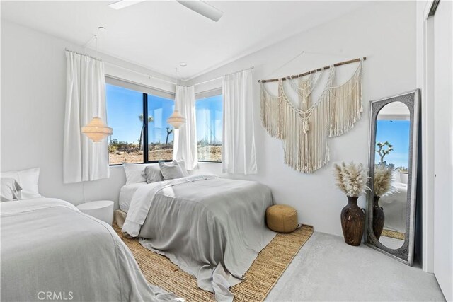 59425 Sun Mesa Rd, Yucca Valley, CA 92284 - carpeted bedroom featuring ceiling fan