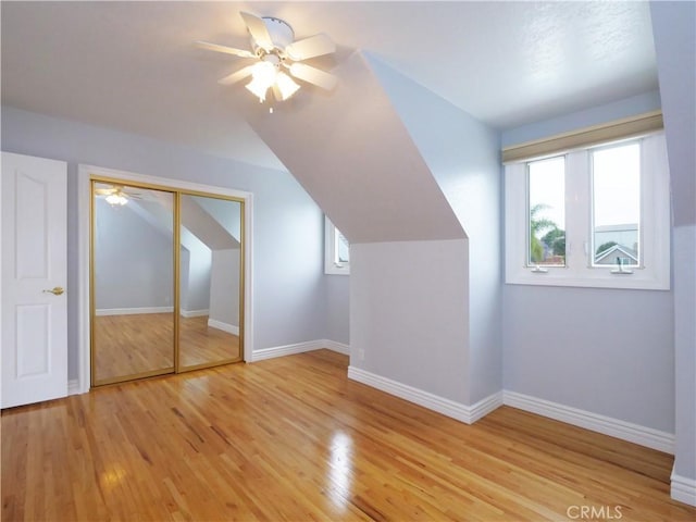 1163 Sandwood Pl, San Pedro, CA 90731 - bonus room with a ceiling fan, light wood-style flooring, lofted ceiling, and baseboards