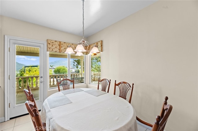 43845 Calle De Velardo, Temecula, CA 92592 - dining space with a chandelier and light tile patterned floors