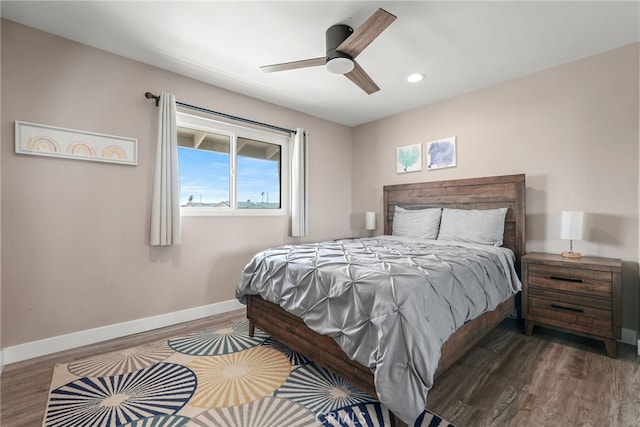 4941 Catamaran St, Oxnard, CA 93035 - bedroom with wood finished floors, baseboards, recessed lighting, and a ceiling fan