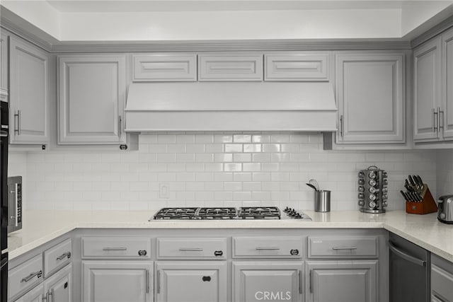 4941 Catamaran St, Oxnard, CA 93035 - kitchen featuring gray cabinetry, appliances with stainless steel finishes, backsplash, and light countertops