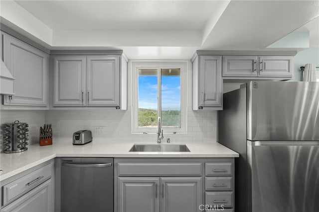 4941 Catamaran St, Oxnard, CA 93035 - kitchen featuring stainless steel appliances, gray cabinetry, and a sink
