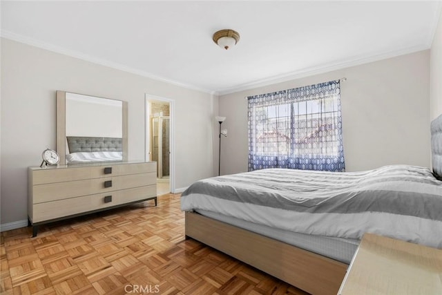 5741 Tobias Ave, Sherman Oaks, CA 91411 - bedroom featuring crown molding, baseboards, and connected bathroom
