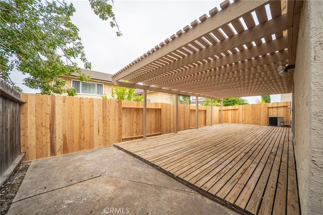 8190 Crowley Cir, Buena Park, CA 90621 - fenced backyard with a pergola, a wooden deck, and a patio area