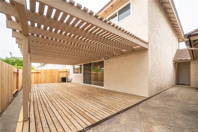 8190 Crowley Cir, Buena Park, CA 90621 - wooden terrace with a fenced backyard and a pergola
