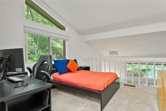 4900 E Chapman Ave Unit 102, Orange, CA 92869 - carpeted bedroom featuring vaulted ceiling and a desk