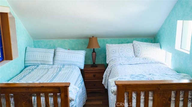 32455 Scandia Dr, Running Springs, CA 92382 - bedroom with lofted ceiling