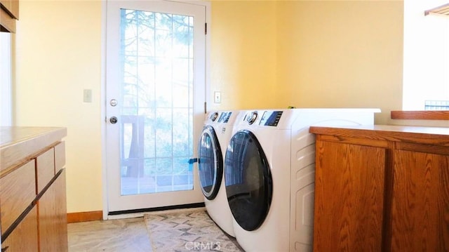 32455 Scandia Dr, Running Springs, CA 92382 - washroom with separate washer and dryer and cabinet space