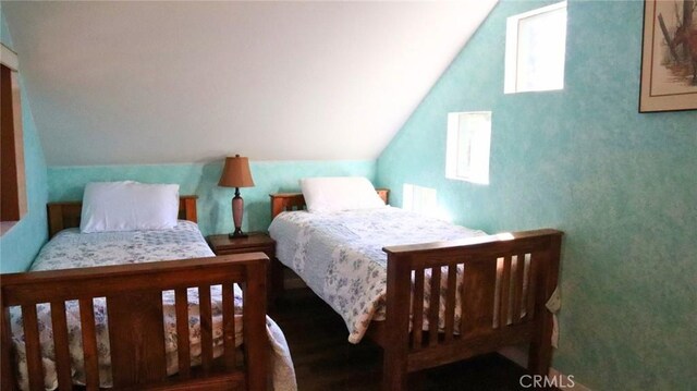 32455 Scandia Dr, Running Springs, CA 92382 - bedroom with lofted ceiling