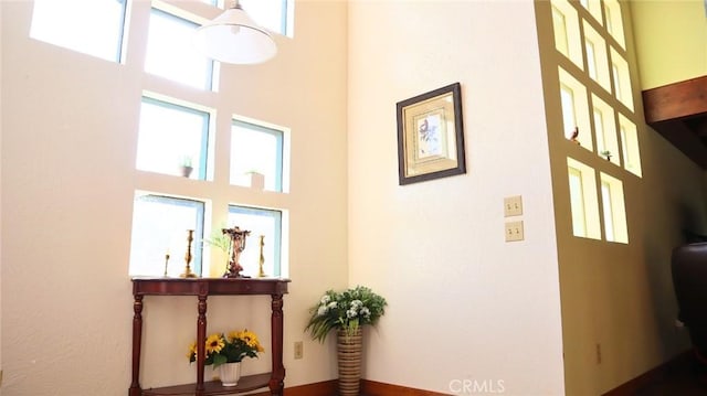 32455 Scandia Dr, Running Springs, CA 92382 - corridor with a high ceiling
