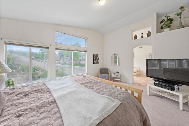 12032 Caneridge Rd, San Diego, CA 92128 - carpeted bedroom with arched walkways and vaulted ceiling