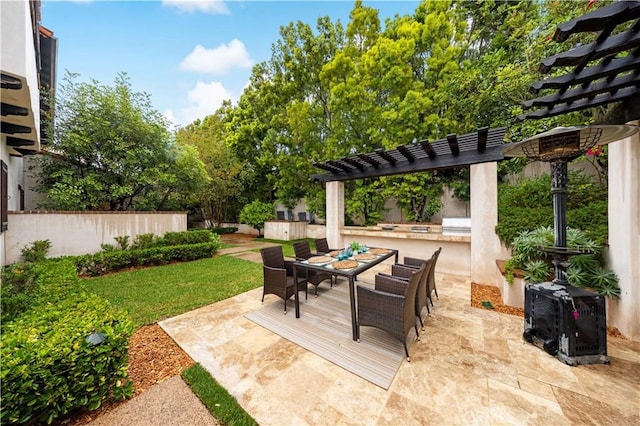 20 Cactus, Irvine, CA 92603 - view of patio / terrace featuring an outdoor kitchen, a pergola, and outdoor dining space