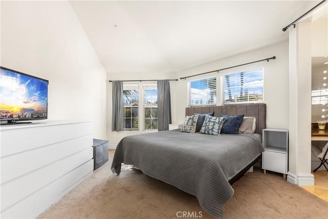 2911 Ballesteros Ln, Tustin, CA 92782 - bedroom featuring vaulted ceiling and light carpet
