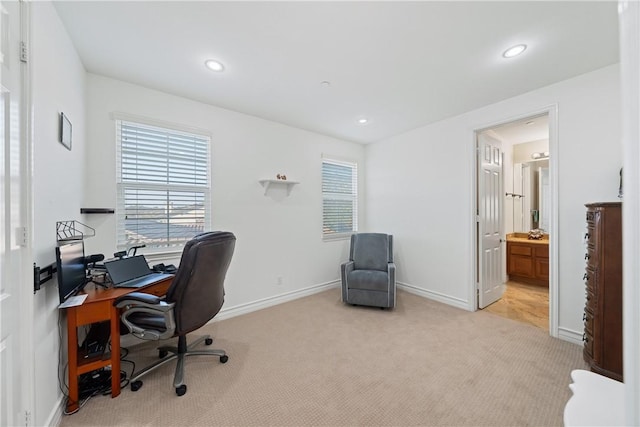 2514 Bulrush Cir, Corona, CA 92882 - office space featuring light carpet, baseboards, and recessed lighting