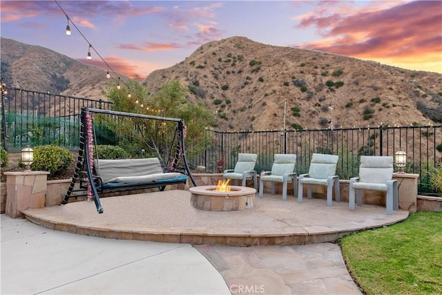 2514 Bulrush Cir, Corona, CA 92882 - view of patio with a mountain view and an outdoor fire pit