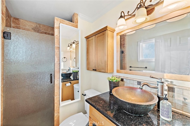 2175 S Coast Hwy Unit 16, Laguna Beach, CA 92651 - full bath with a shower stall, backsplash, and vanity