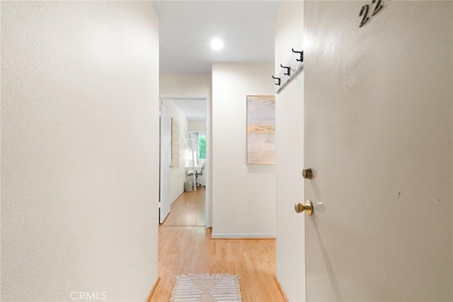 4727 W 147th St Unit 225, Lawndale, CA 90260 - hallway with light wood-type flooring, baseboards, and recessed lighting