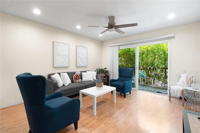 4727 W 147th St Unit 225, Lawndale, CA 90260 - living area featuring light wood-style flooring, ceiling fan, and recessed lighting