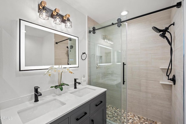 4834 Island View St, Oxnard, CA 93035 - bathroom featuring a shower stall and double vanity