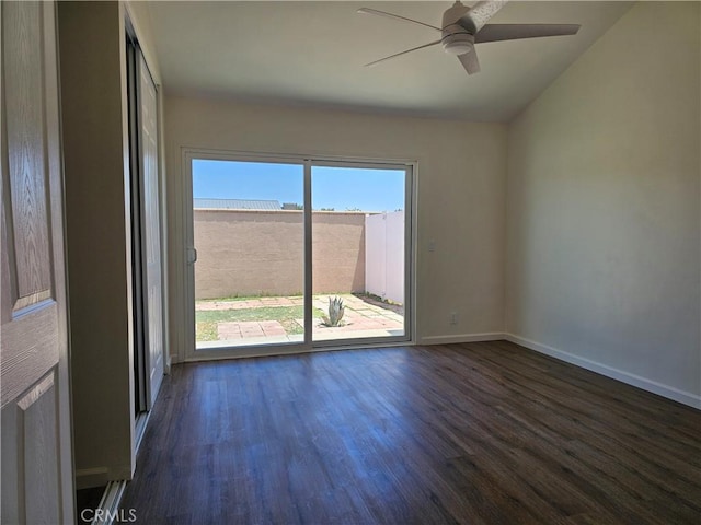 44516 La Paz Rd, Temecula, CA 92592 - spare room with ceiling fan and dark wood-style flooring