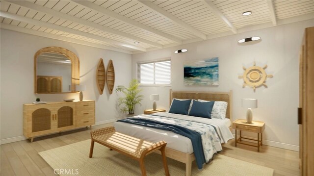 445 Longfellow Ave, Hermosa Beach, CA 90254 - bedroom with light wood-type flooring and beam ceiling