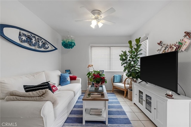 445 Longfellow Ave, Hermosa Beach, CA 90254 - living area featuring a ceiling fan and light tile patterned floors