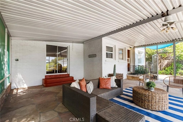 1539 Hammon Ave, Oroville, CA 95966 - view of patio featuring entry steps, ceiling fan, and outdoor lounge area