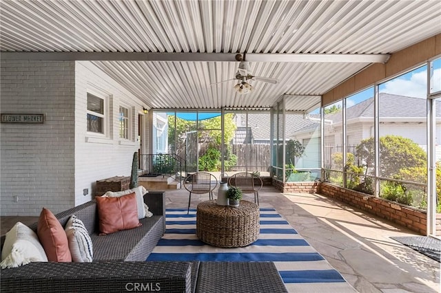 1539 Hammon Ave, Oroville, CA 95966 - sunroom / solarium featuring an outdoor living space and a ceiling fan