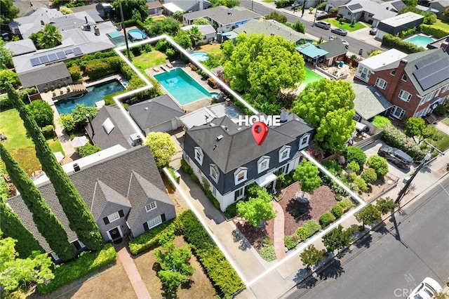 1539 Hammon Ave, Oroville, CA 95966 - aerial perspective of suburban area with a pool and property boundaries highlighted