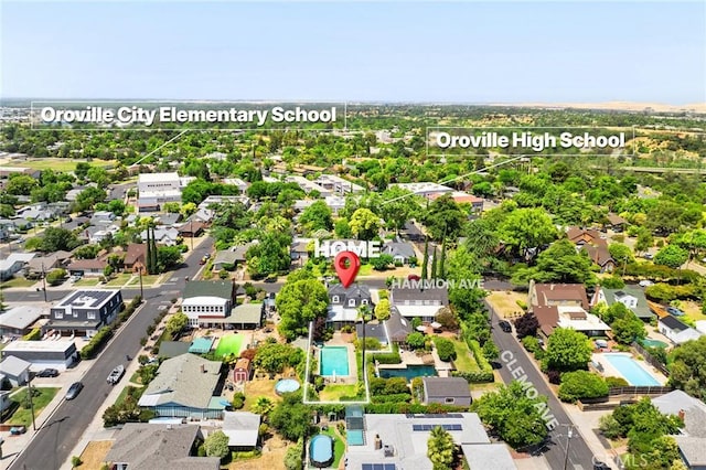 1539 Hammon Ave, Oroville, CA 95966 - aerial perspective of suburban area featuring a pool
