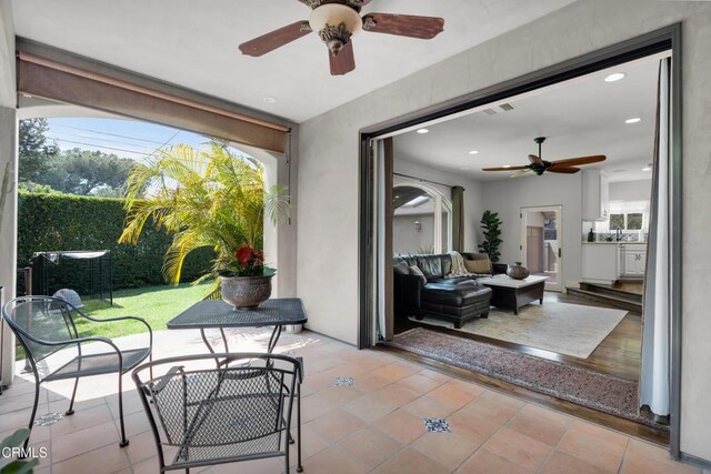 171 N Sunset Pl, Monrovia, CA 91016 - view of patio with a ceiling fan and an outdoor living space