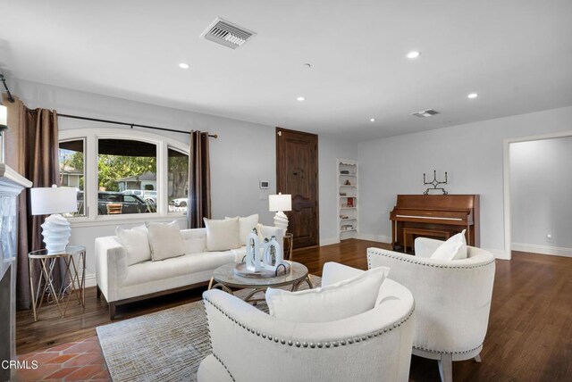 171 N Sunset Pl, Monrovia, CA 91016 - living room featuring recessed lighting and dark wood-style flooring