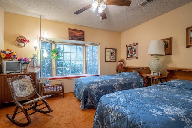 8516 Valley View Trl, Pine Valley, CA 91962 - carpeted bedroom with a textured ceiling and ceiling fan
