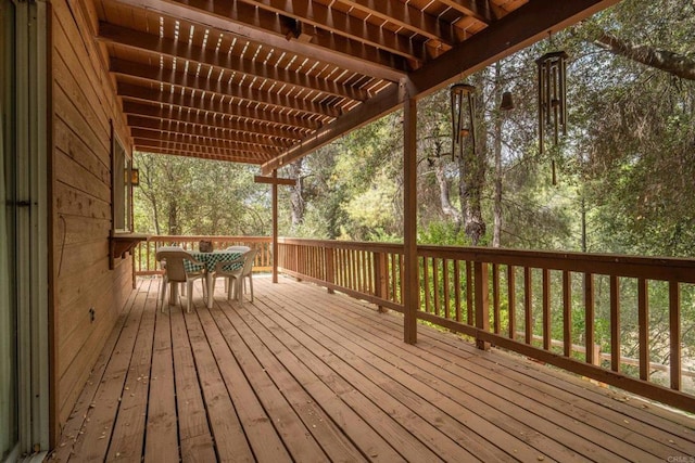 8516 Valley View Trl, Pine Valley, CA 91962 - wooden deck featuring outdoor dining area and a pergola