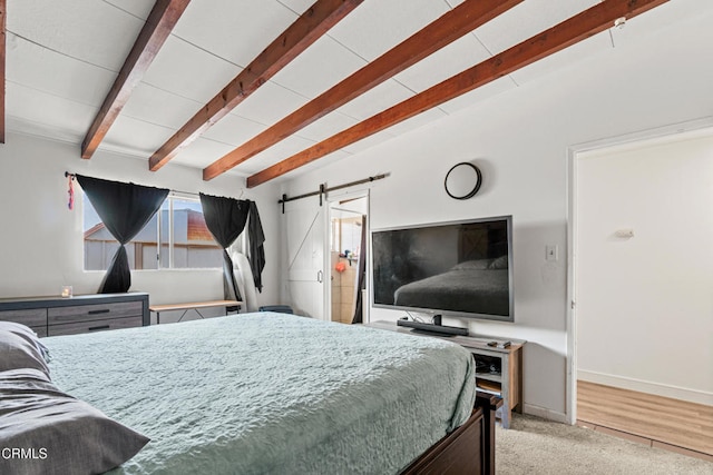 374 Will Ave, Oxnard, CA 93036 - bedroom with beamed ceiling and a barn door