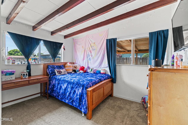 374 Will Ave, Oxnard, CA 93036 - carpeted bedroom featuring multiple windows and beam ceiling