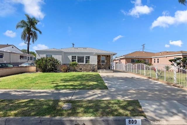 809 San Marino Ave, Montebello, CA 90640 - ranch-style home featuring concrete driveway, stucco siding, and stone siding