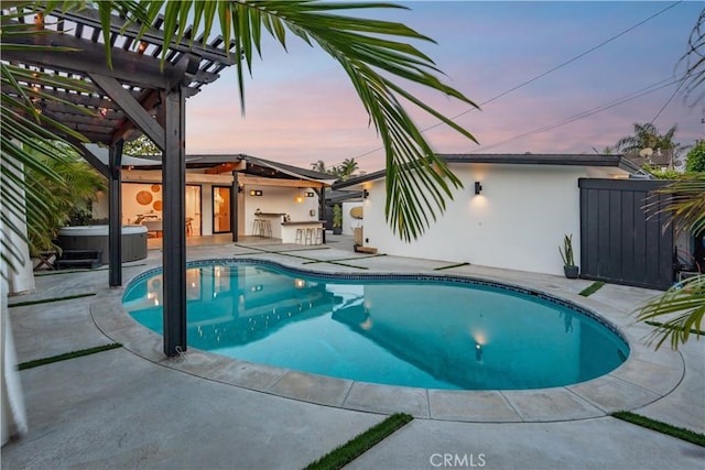 377 Flint Ave, Long Beach, CA 90814 - view of swimming pool featuring a pergola, a patio area, and a hot tub