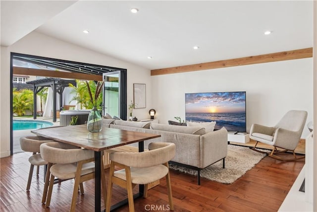 377 Flint Ave, Long Beach, CA 90814 - dining area with wood finished floors, recessed lighting, and beam ceiling