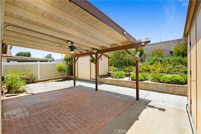 27057 Rangewood St, Menifee, CA 92586 - fenced backyard with a patio area and ceiling fan
