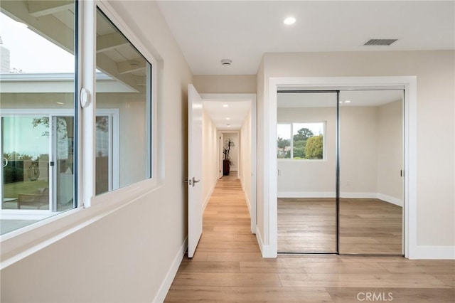 2817 San Ramon Dr, Rancho Palos Verdes, CA 90275 - corridor with light wood-type flooring, baseboards, and recessed lighting