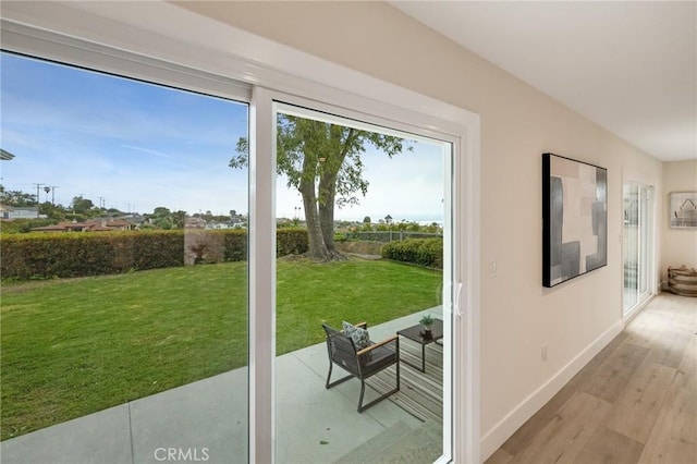 2817 San Ramon Dr, Rancho Palos Verdes, CA 90275 - doorway to outside featuring baseboards and wood finished floors