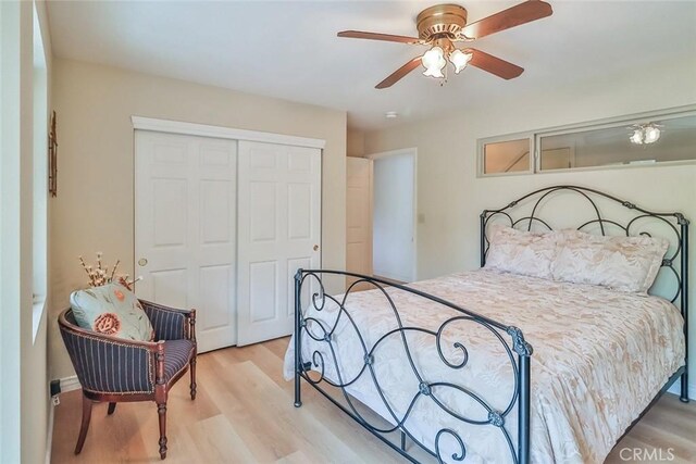240 Portal St, Oak View, CA 93022 - bedroom featuring a closet, wood finished floors, and ceiling fan