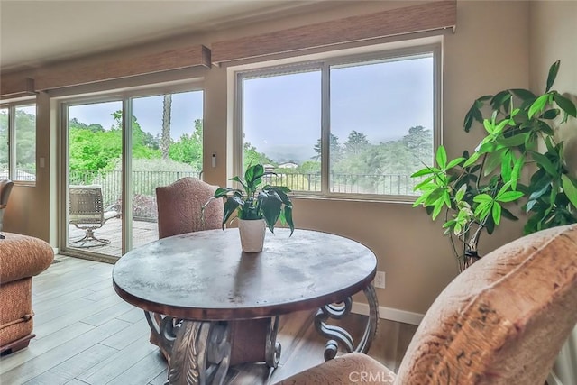240 Portal St, Oak View, CA 93022 - dining space with healthy amount of natural light, wood finished floors, and baseboards