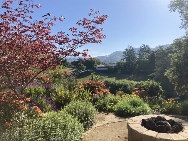 240 Portal St, Oak View, CA 93022 - view of yard featuring a fire pit and a mountain view