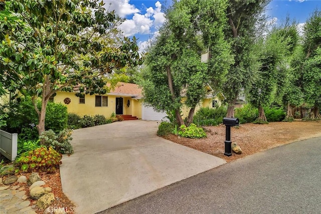 240 Portal St, Oak View, CA 93022 - view of front of house with concrete driveway, an attached garage, and stucco siding