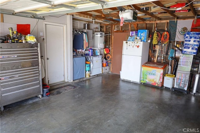 5685 Ptolemy Way, Jurupa Valley, CA 91752 - garage with freestanding refrigerator, secured water heater, and a garage door opener