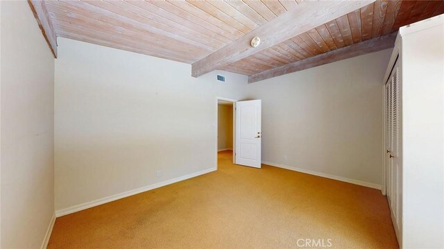 12 Pinto Ln, Rolling Hills Estates, CA 90274 - unfurnished bedroom with carpet flooring, a wood ceiling with exposed beams, and a closet