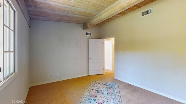 12 Pinto Ln, Rolling Hills Estates, CA 90274 - unfurnished room with a wood ceiling with exposed beams and carpet floors